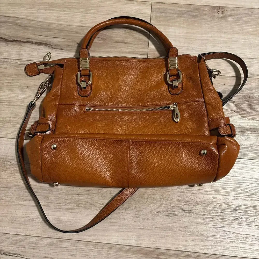 Kattee Women's Genuine Pebbled Leather Satchel Shoulder Bag Purse Brown